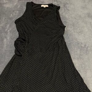 LOFT Black and White Polka Dot Midi Dress